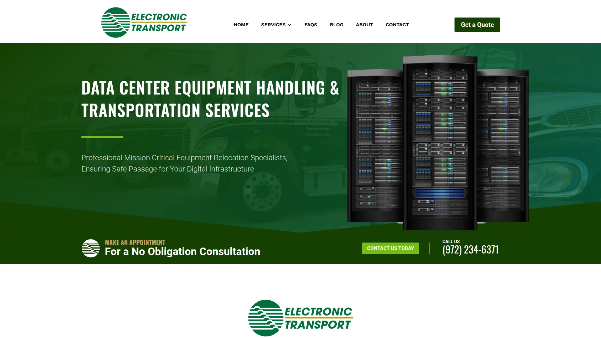 Electronic Transport Corp website designed by Basin Hosting