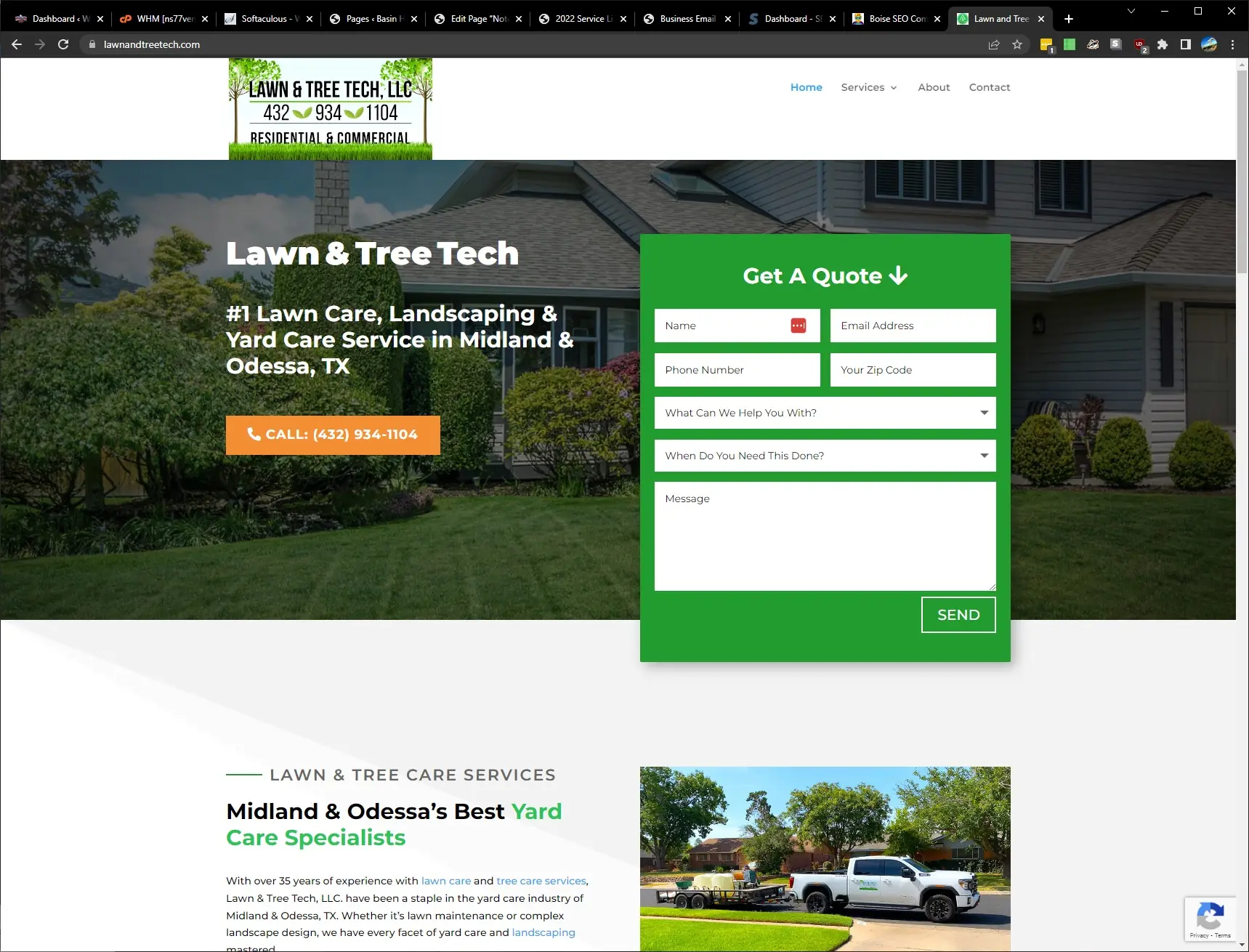 Lawn & Tree Tech website designed by Basin Hosting