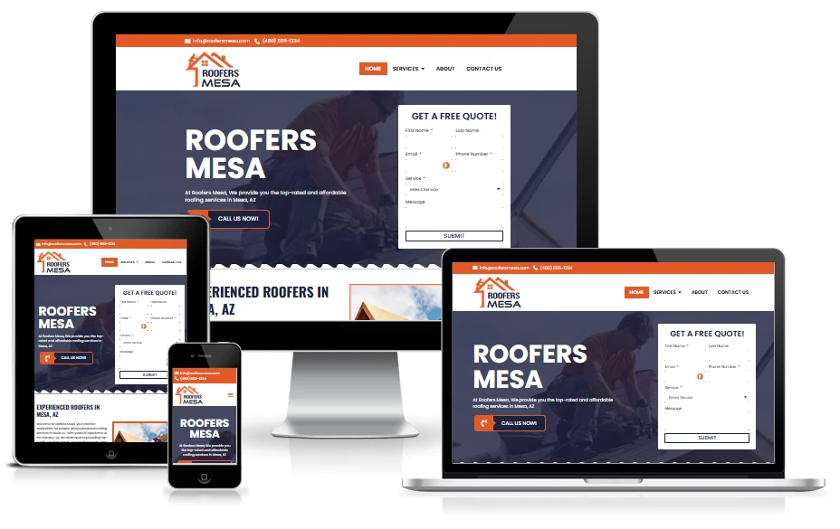 Roofers Mesa website designed by Basin Hosting