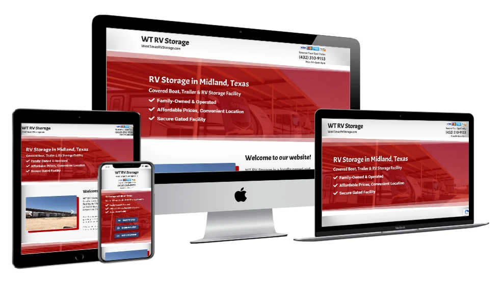 WT RV Storage website designed by Basin Hosting