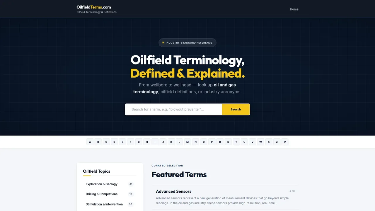 OilfieldTerms.com website built by Basin Hosting